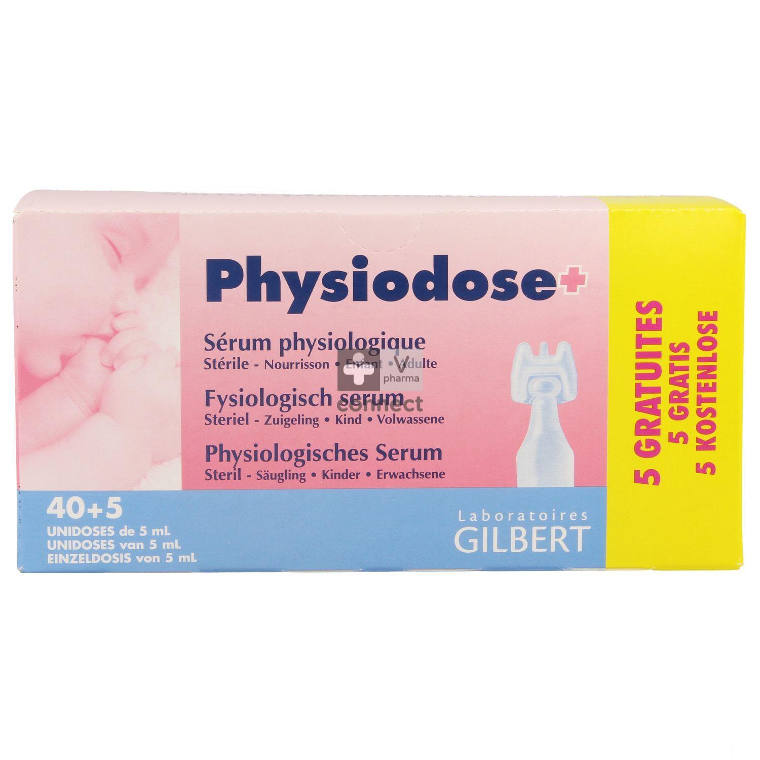 Physiodose Sérum Physiologique Unidoses Stérile 40x5ml + 5 Gratuit