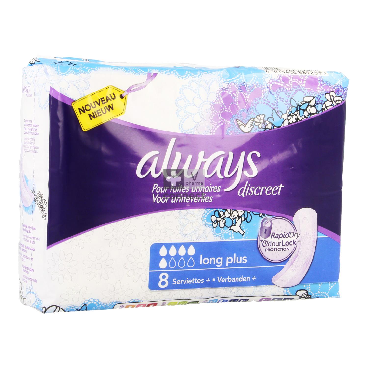 https://www.vpharma-connect.be/assets/4458820c-b2d2-4138-a8c3-52a3871894aa/always-discreet-incontinence-pad-long-plus-8-pieces.jpg