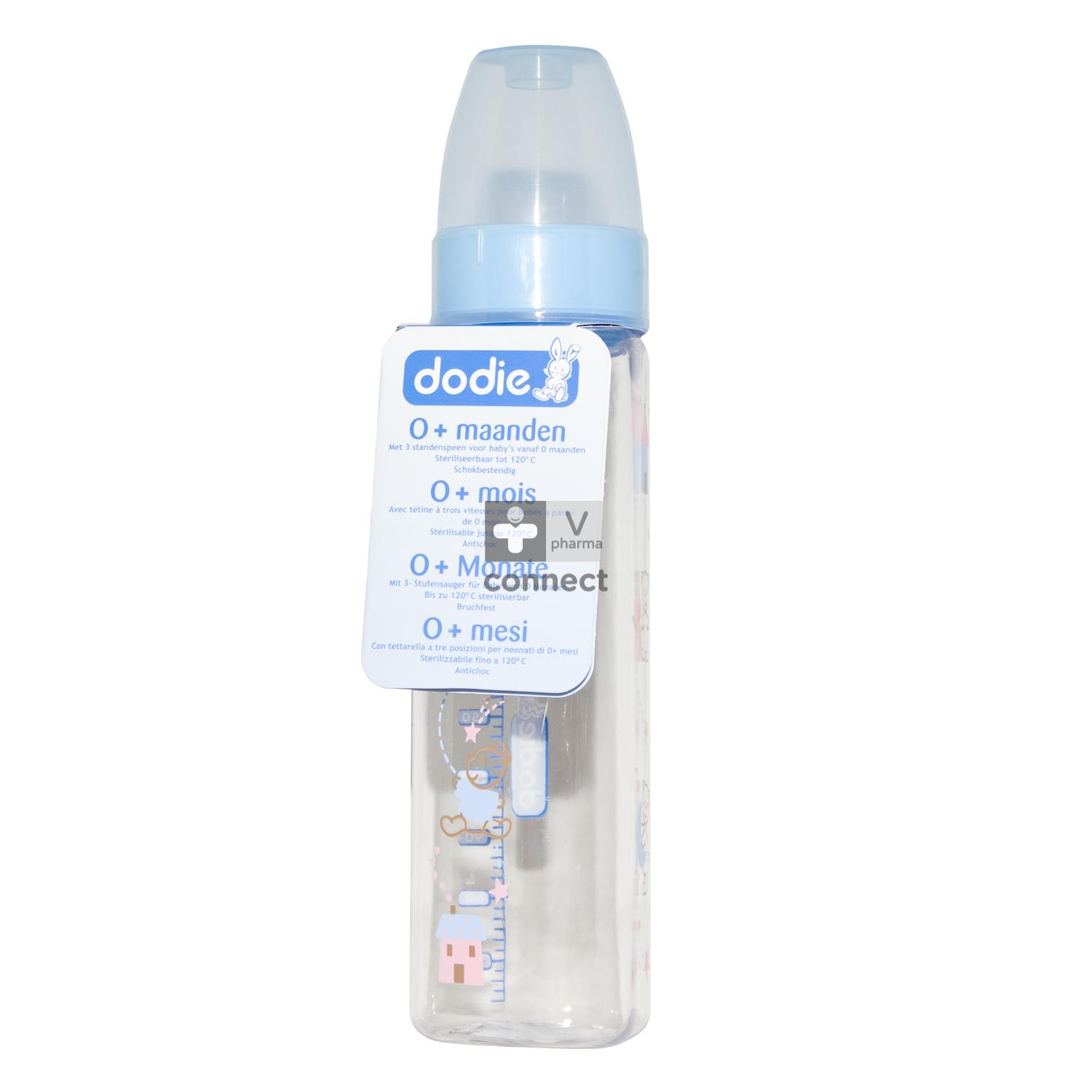 Dodie Biberon Initiation Anti-Colique Tétine Ronde 3 Vitesses 330 Ml Debit 3 6 Mois Turquoise