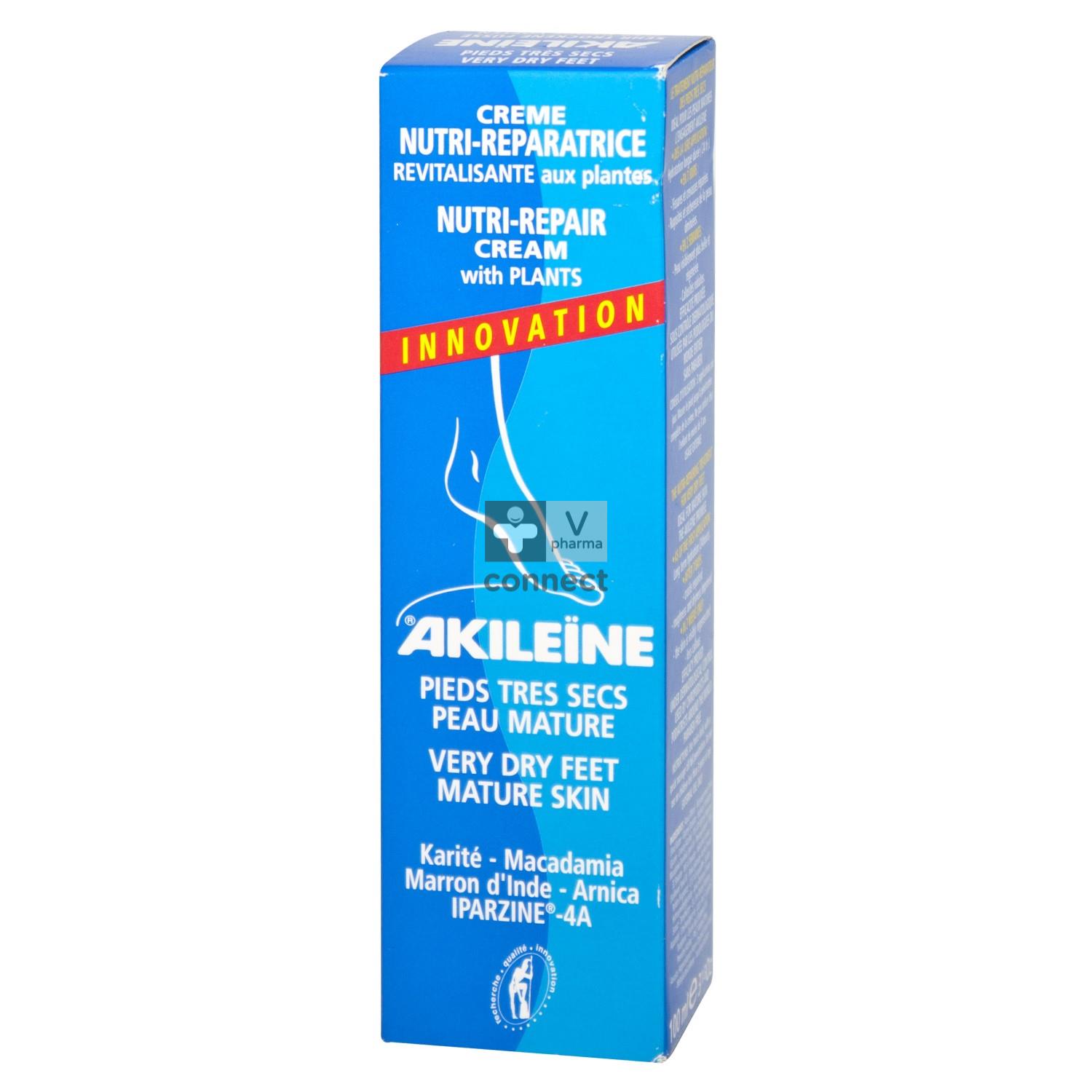 akileine crème nutri-réparatrice pieds très secs et peau mature 50 ml