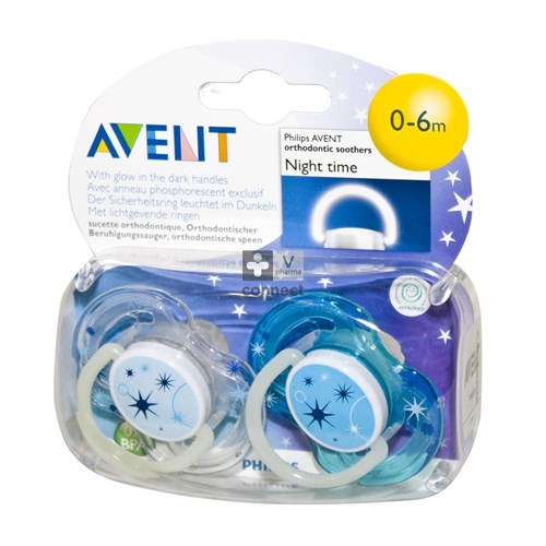 Avent Sucette Silicone Nuit 0-6 Mois 2 Pièces