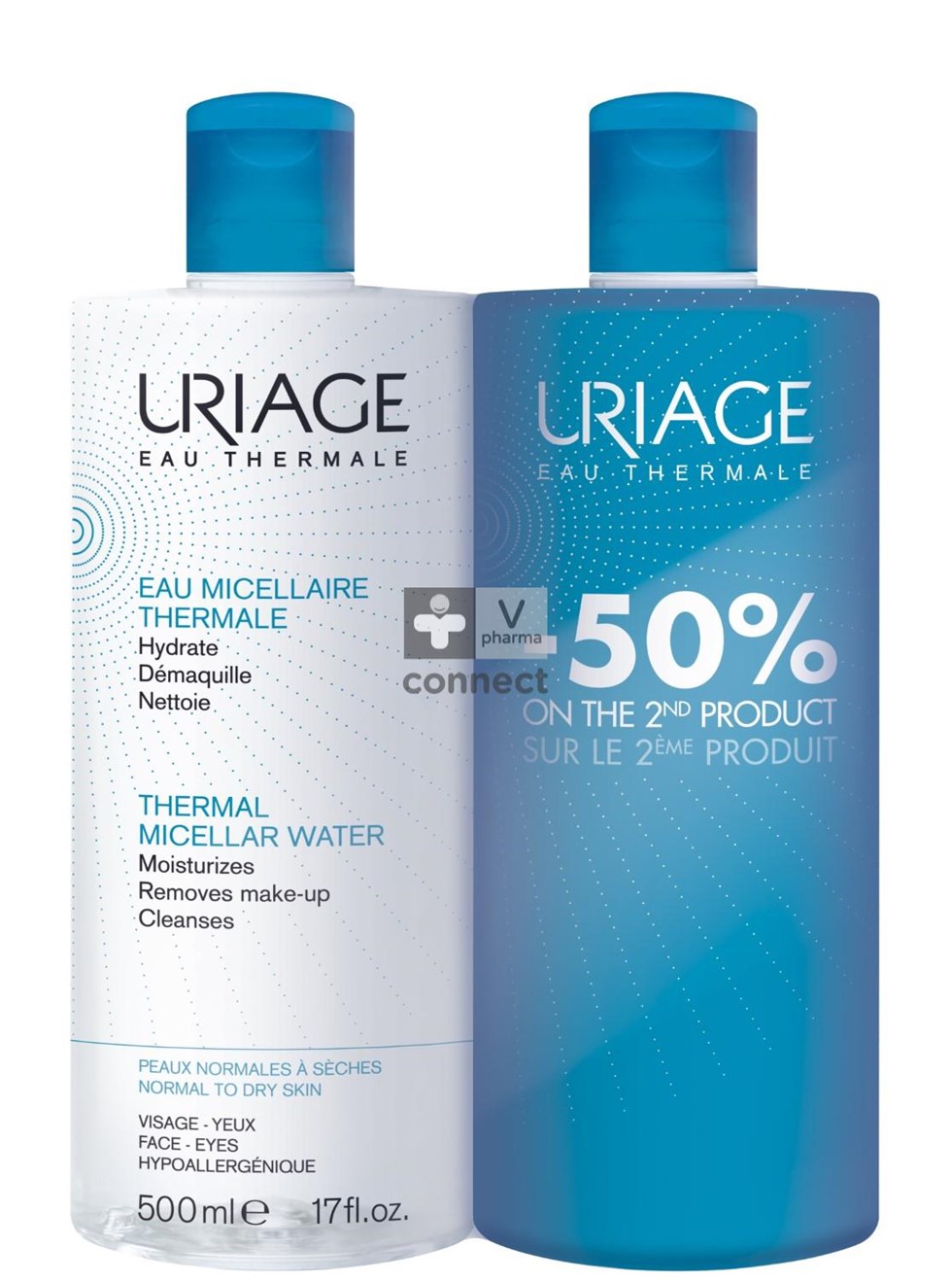 Uriage Eau Micellaire Thermale Lotion Peaux Normales 2 x 500 ml Prix Promo