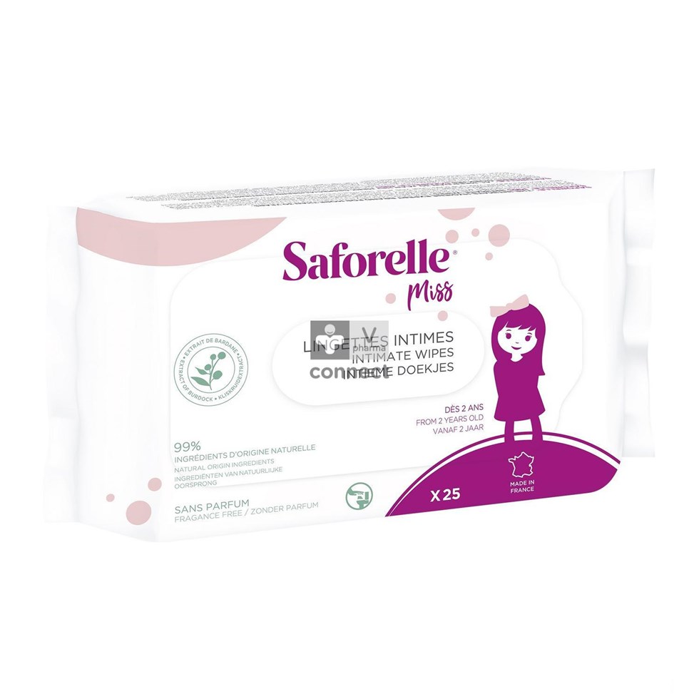 Saforelle Miss Lingettes Intimes Biodégradable 25 Pièces