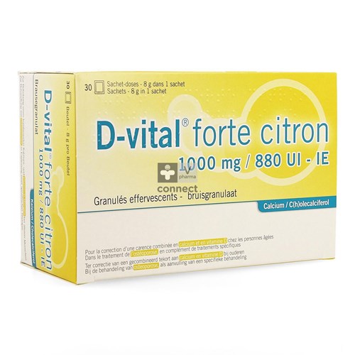 D-vital Forte Citroen 1000mg/880ie Bruis Zakjes 30