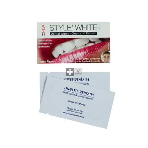 Style White Lingettes Dentaires Nettoyantes et Rafraichissantes 10 Pièces
