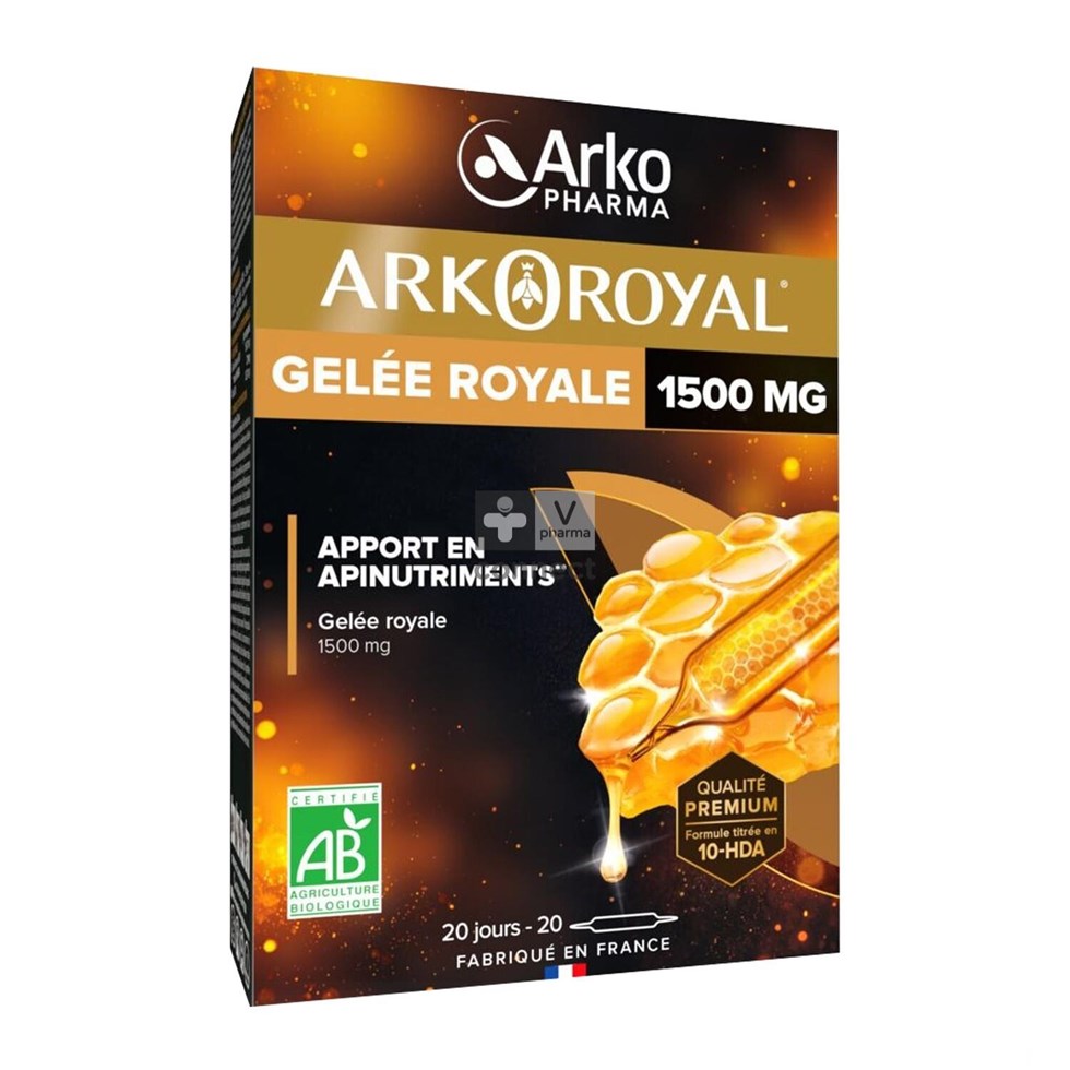 Arkoroyal Gelée Royale Bio 1500 mg 10 ml 20 Ampoules