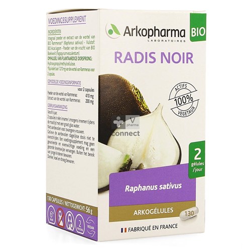 Arkogelules Radis Noir Bio 130 Gelules