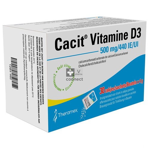 Cacit Vit. D3 500mg/440ie Bruisgranul. Zakje 30