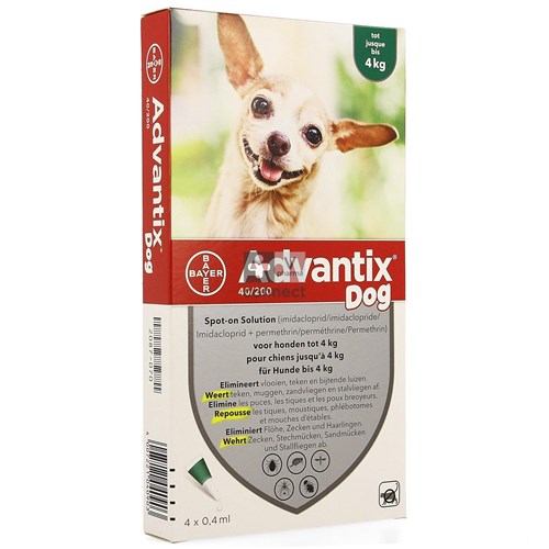 Advantix 40/ 200 Honden < 4kg Fl 4x0,4ml