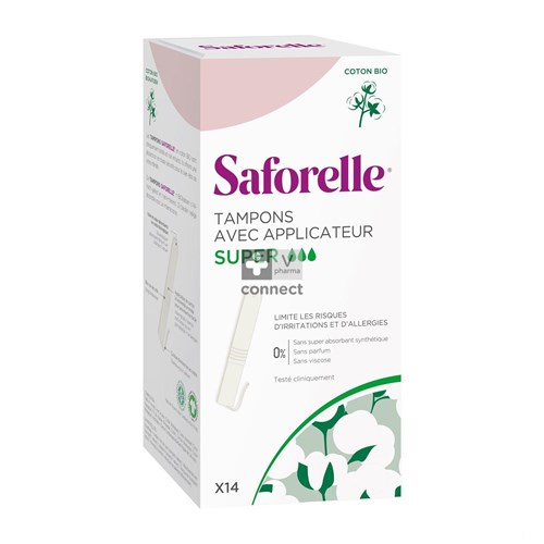 Saforelle Coton Bio Protect Tampons Avec Applicateur Super 14 Pièces