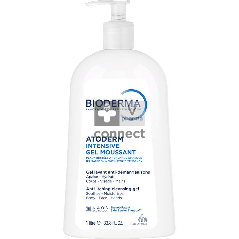 Bioderma Atoderm Intensive Gel Moussant Nettoyant Surgras 1 Litre