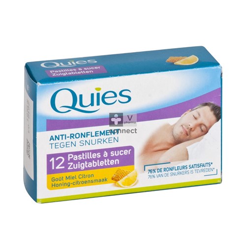 Quies Anti Ronflement 12 Pastilles à Sucer Miel - Citron