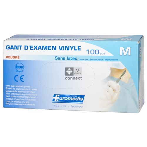 Euromedis Gants Vinyl Poudrés Medium Boite 100 Pièces