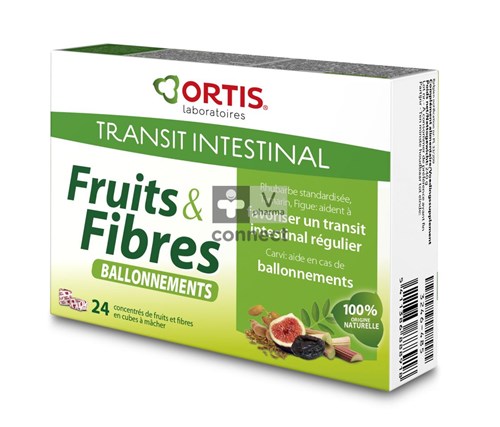 Ortis Fruits & Fibres Transit Ballonnement 24 Cubes à Macher