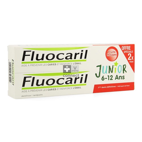 Duo Fluocaril Junior Rood Fruit 2x75ml