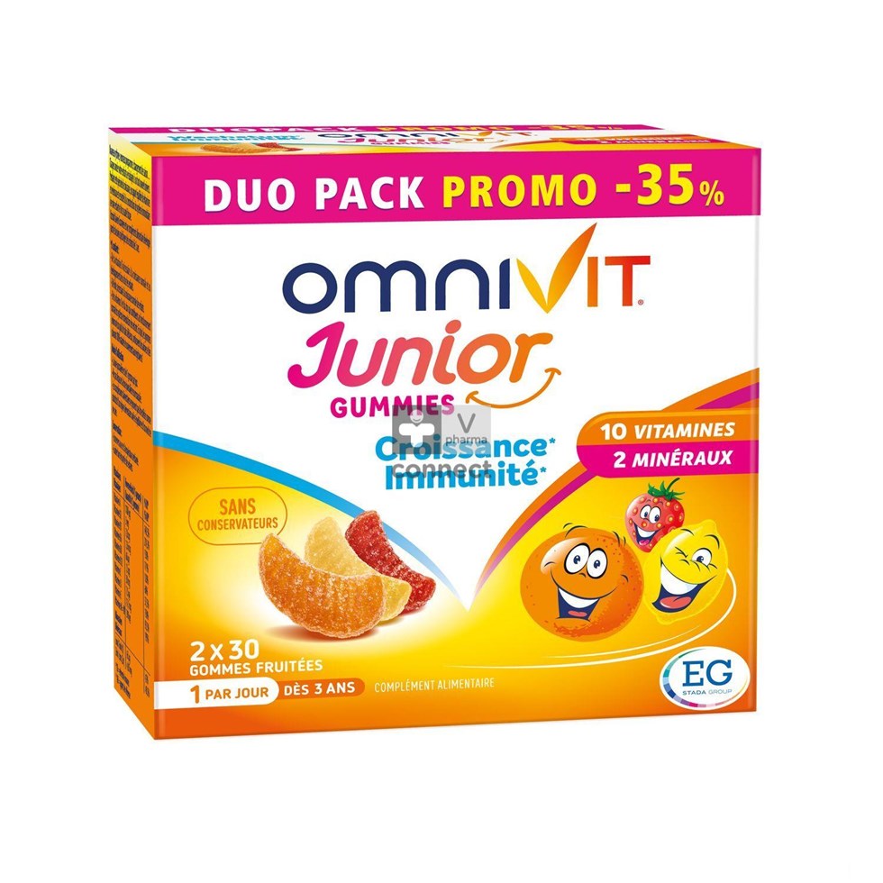 Omnivit Junior Gommes Duo 30 Comprimés Prix Promo -35%