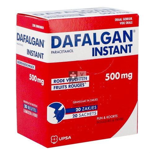 Dafalgan Instant Rode Vruchten 500mg Gran Zakje 20