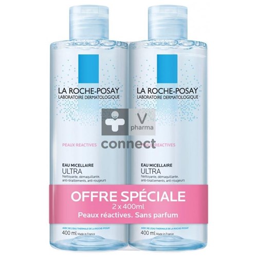 La Roche Posay Eau Micellaire Ultra Peau Réactive 2 x 400 ml Prix Promo 2e -50%