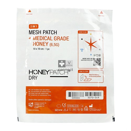 Honeypatch Dry Tulle Imprégné de Miel Médical 10 x 10 cm