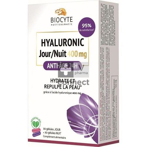 Biocyte Hyaluronic Dag-nacht 400mg Caps 30+30