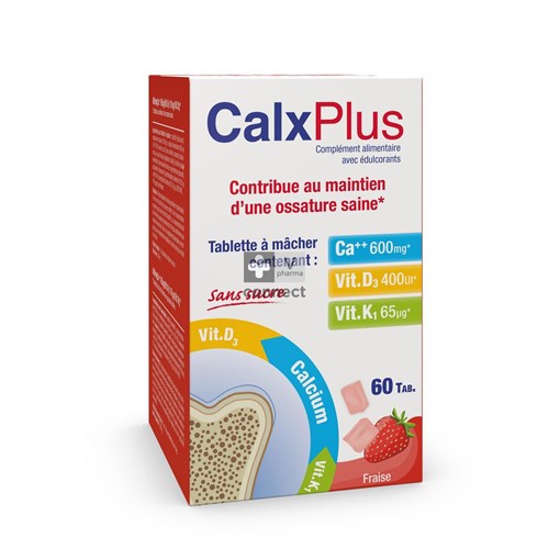 Calxplus Aardbei Kauwtabl 60