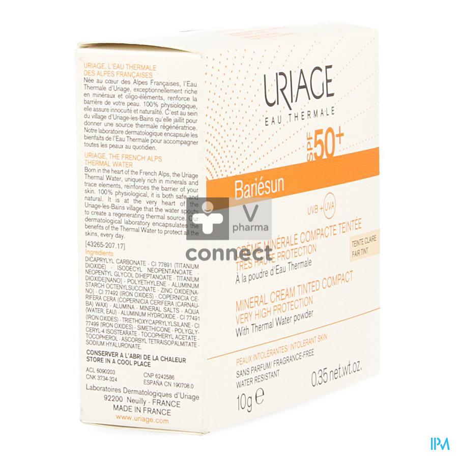 Uriage Bariesun Crème Minérale Compact Teintée Clair SPF50+ 10G