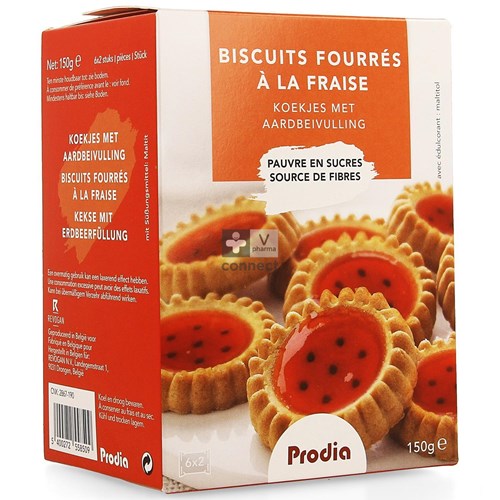 Prodia Gevulde Koekjes Aardbei 150g 5850 Revogan