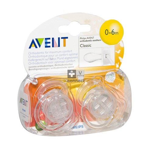 Avent Sucette Transparente Silicone 0-6 Mois 2 Pièces