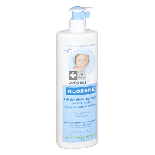 Klorane Bébé Lait de Toilette Protecteur sans Rincage 750 ml