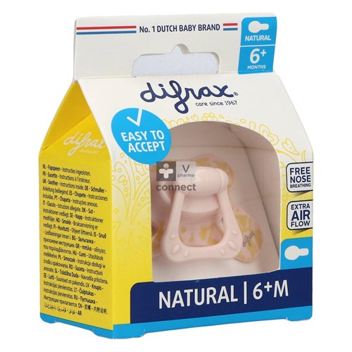 Difrax Sucette 6+ Natural Rose/Dessin