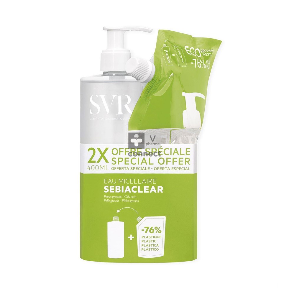 SVR Sebiaclear Eau Micellaire 400 ml + Recharge 400 ml