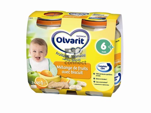 Olvarit Panade Fruits Avec Biscuits 6 Mois 2 x 200 g