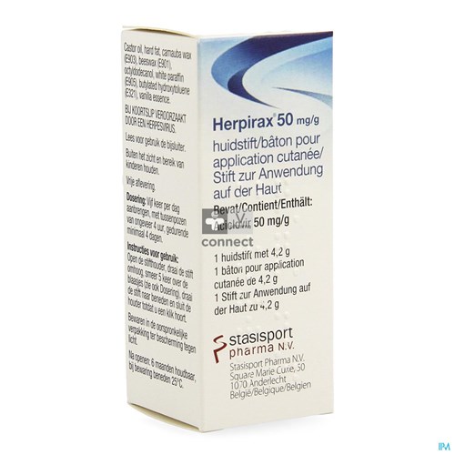 Herpirax 50mg/g Huidstift 1 X 4,2g