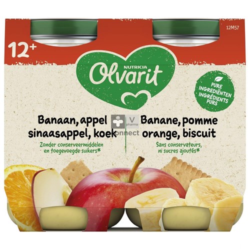 Olvarit Banaan Appel Sinaasappel Koek 2x200g 12m51