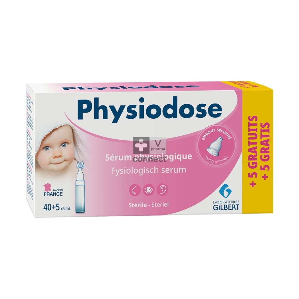 Gilbert Physiodose Fysiologisch serum 5 ml 40 unidoses + 5 gratis