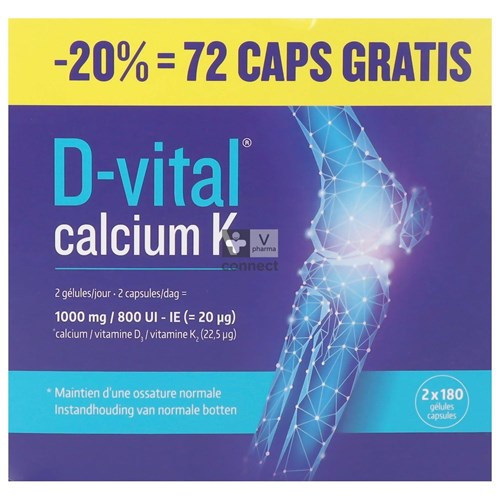 D-vital Calcium K Caps 2x180 Promo