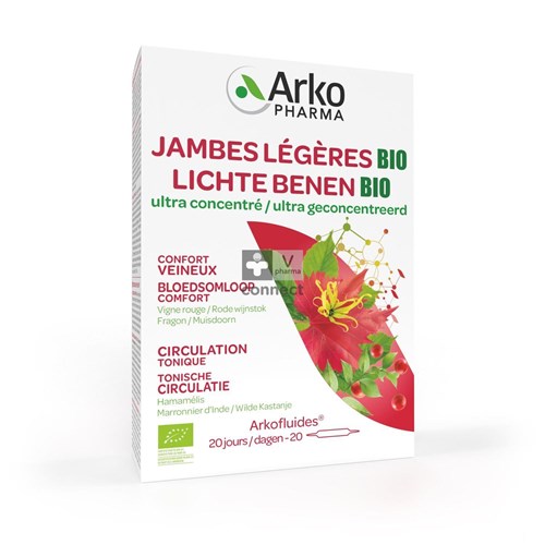 Arkofluide Jambes Légères Bio 20 Ampoules