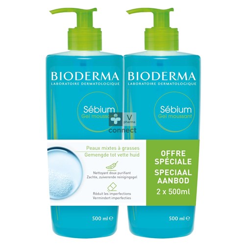 Bioderma Sebium Schuimende gel 2 x 500 ml Promoprijs