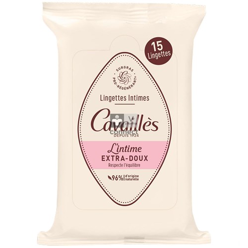 Roge Cavailles Intime Lingettes Extra Douces Usage Quotidien 15 Pièces