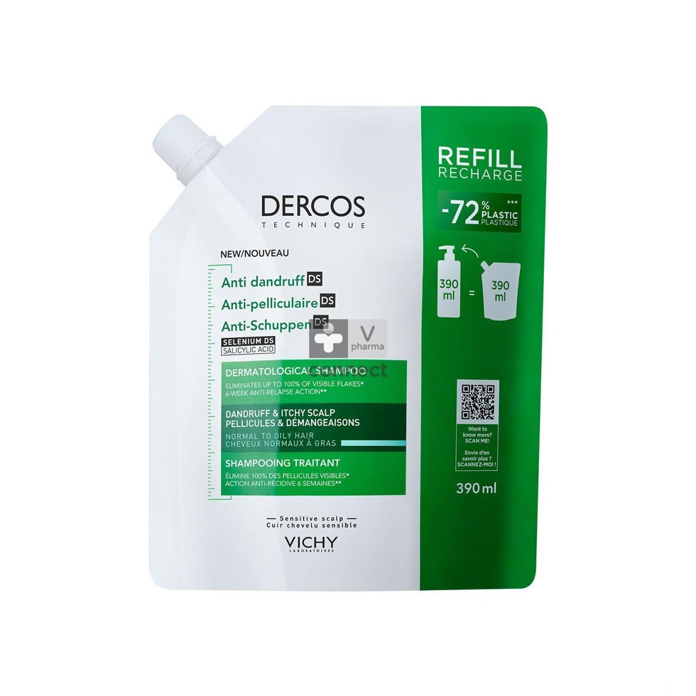 Vichy Dercos Sh A/roos Vet Haar Refill 390ml