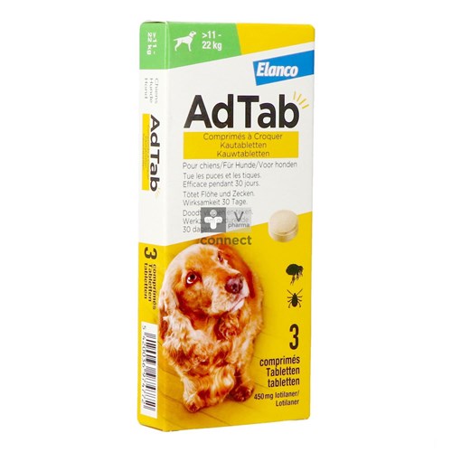 Adtab 450mg Hond >11kg-22kg Kauwtabl 3