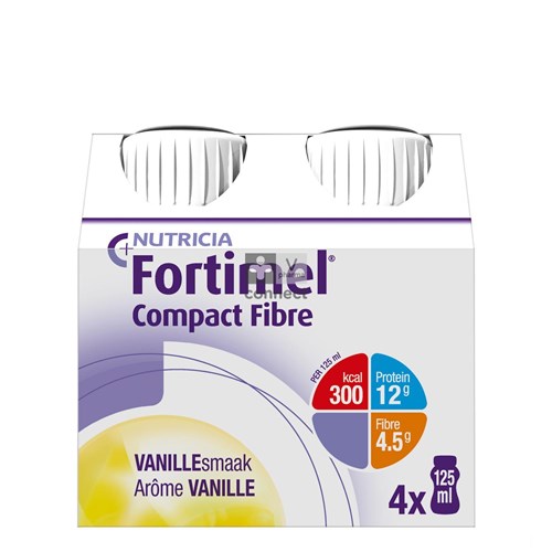 Fortimel Compact Fibre Vanille Flesjes 4x125ml