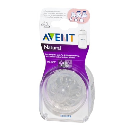 Avent Natural Tetine Débit Variable +3 Mois 2 Pièces