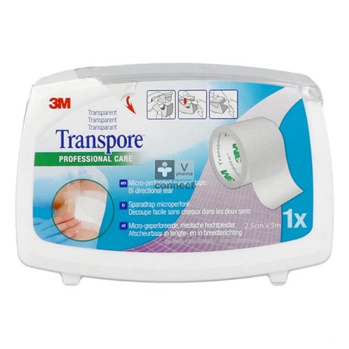 Transpore Derouleur 2,50 cm x 5 m