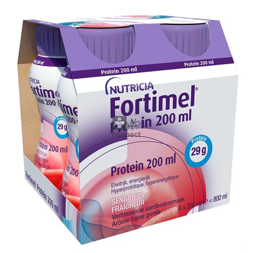 Fortimel Protein 200ml Aardbei Verfrissend 4x200ml