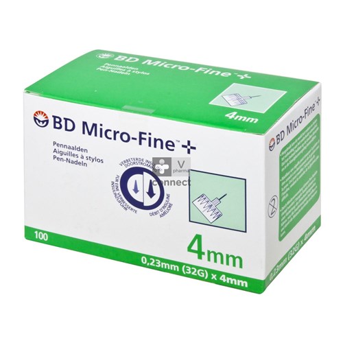 Bd Microfine+ Aiguille Pour Stylo 4 mm 32G Thinwall 100 Pièces (320141)