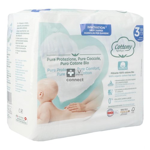 Cottony Couche Bébé Taille 3 4 - 9Kg  32 Couches