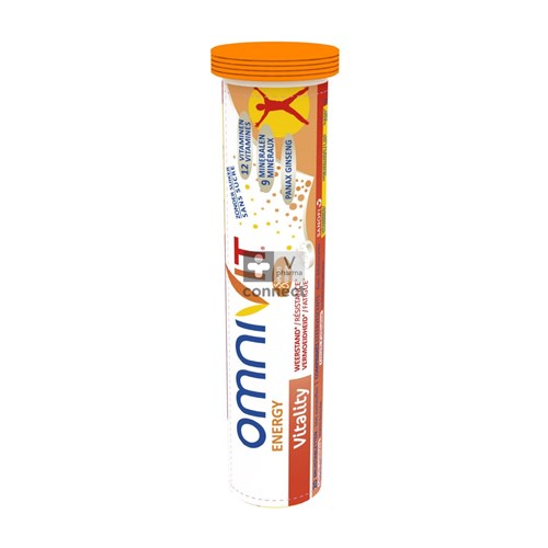 Omnivit Energy Vitality 20 Comprimés Effervescents Goût Orange