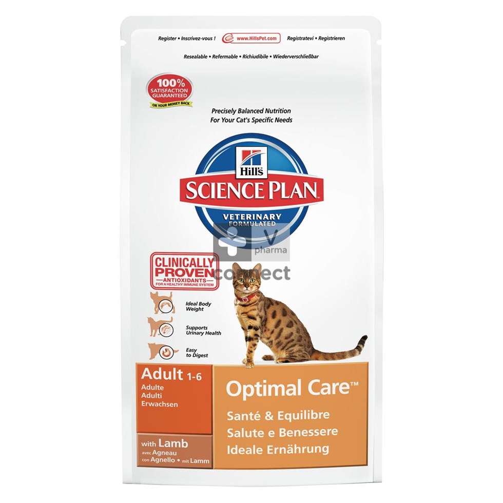 Hills Science Plan Feline Adult Optimal Care 10 Kg Agneau