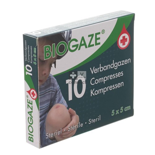 Biogaze Compresses Stériles 5 cm x 5 cm 10 Pièces